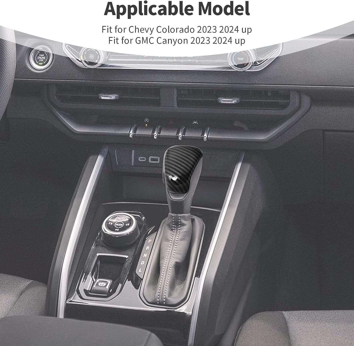 for Colorado Gear Shifter Knob Cover Trim Fit for Chevy Colorado/GMC Canyon 2023 2024 up Black Carbon Fiber Interior Accessories 1pcs