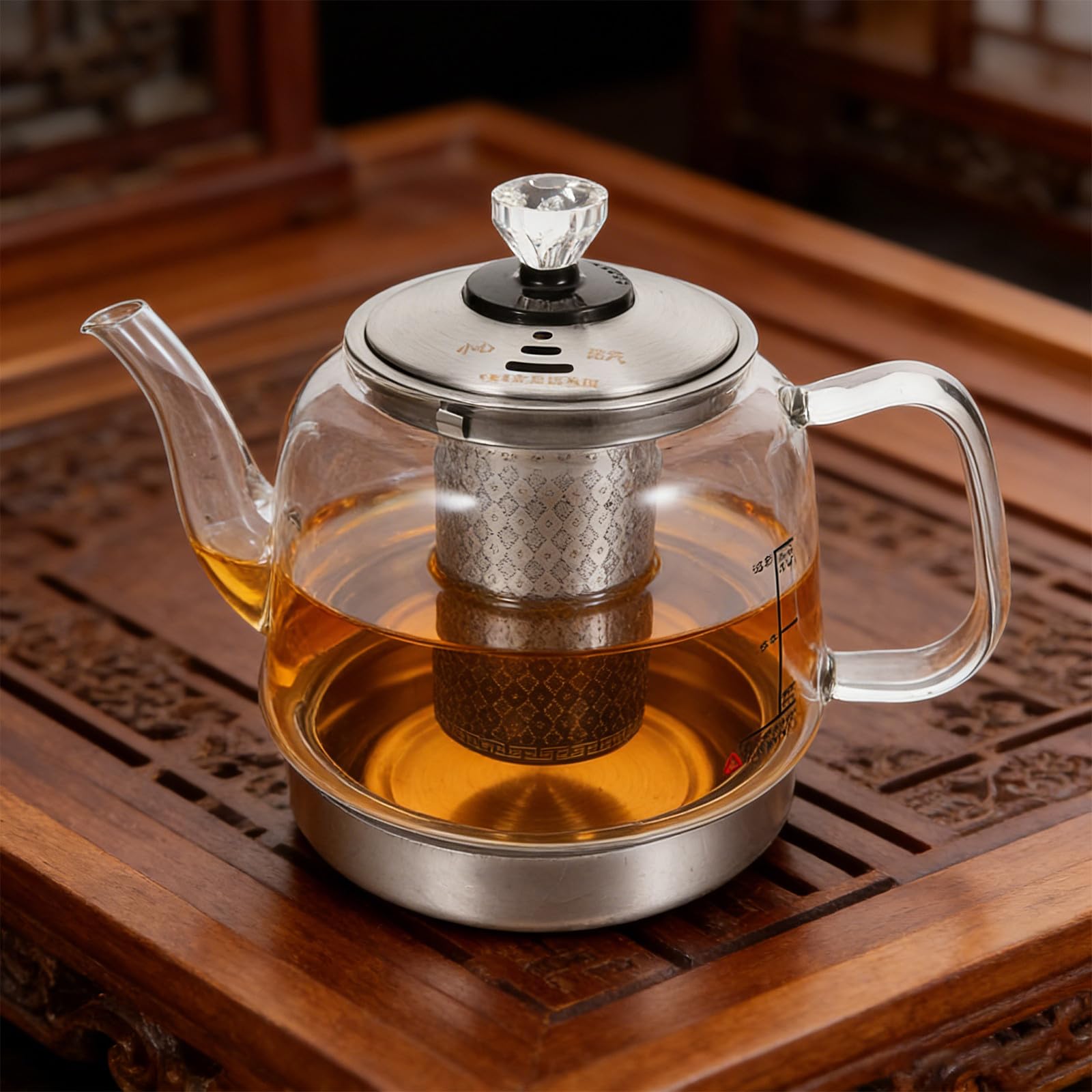 Théière en Verre 1, 4 L en Borosilicate avec Filtre Inox Intégré