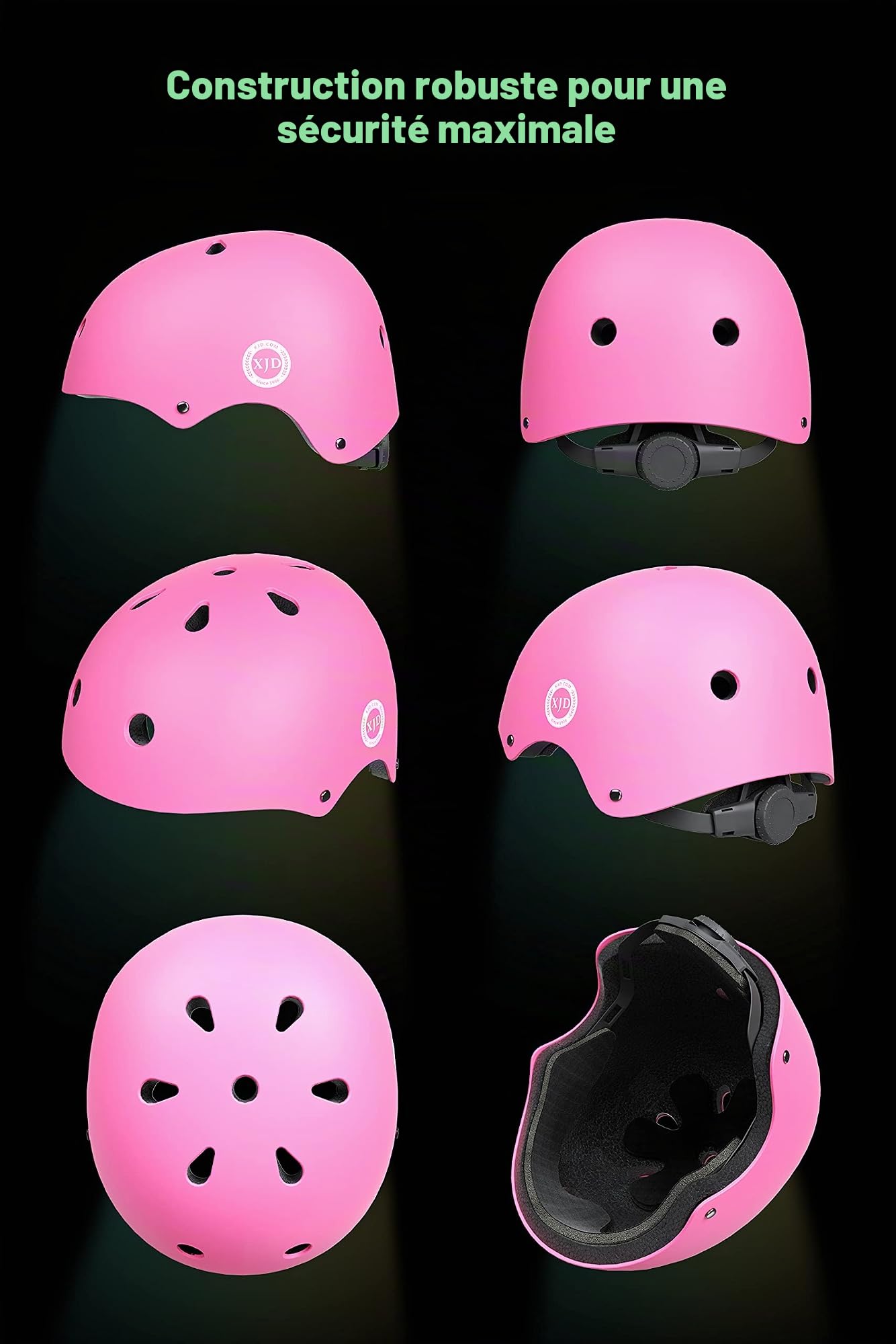 XJD Casque Vélo Enfant Sets de Protection Enfant de 3-13 Ans Genouillères Coudières Protège-Poignets Réglables Kit de Protection Filles Garçons Rollers Skate Trottinette Skateboard
