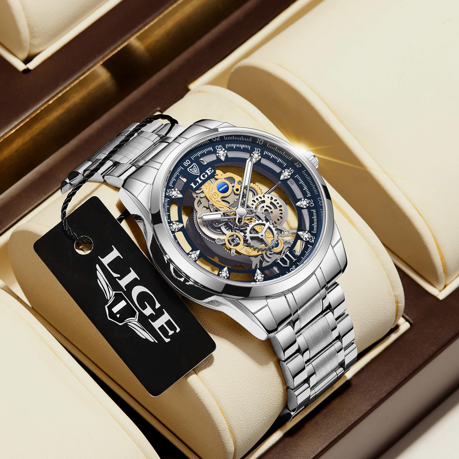 LIGE Orologio da uomo 3ATM impermeabile in acciaio inossidabile analogico al quarzo sportivo cronografo classico bracciale orologi,Regali per gli uomini