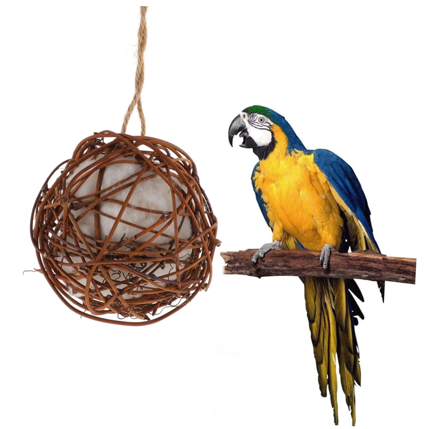 POPETPOP 4 Pièces Jouet à Mâcher Perroquet Jouet Oiseau pour Tourtereaux Oiseau Suspendu à Mâcher Cage Perroquet Perruche à Suspendre Volière Écorce Les Amoureux en Bois
