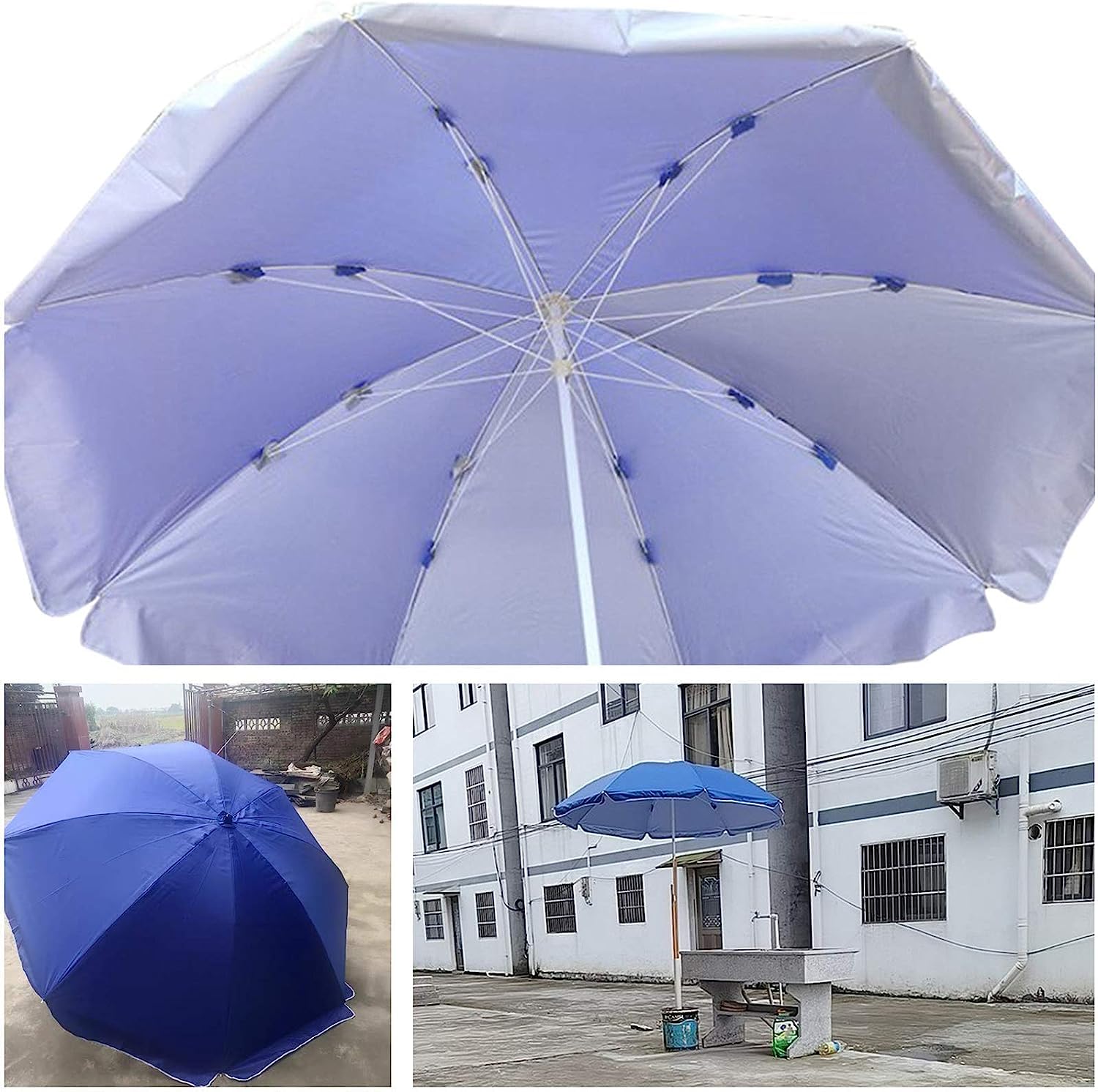 Ombrellone da Giardino Spesso, ombrellone da Spiaggia con Struttura Antivento a Tre Strati, ombrellone da Esterno Senza Base per Cortile/Giardino/terrazza, 2,4 m,2.4M