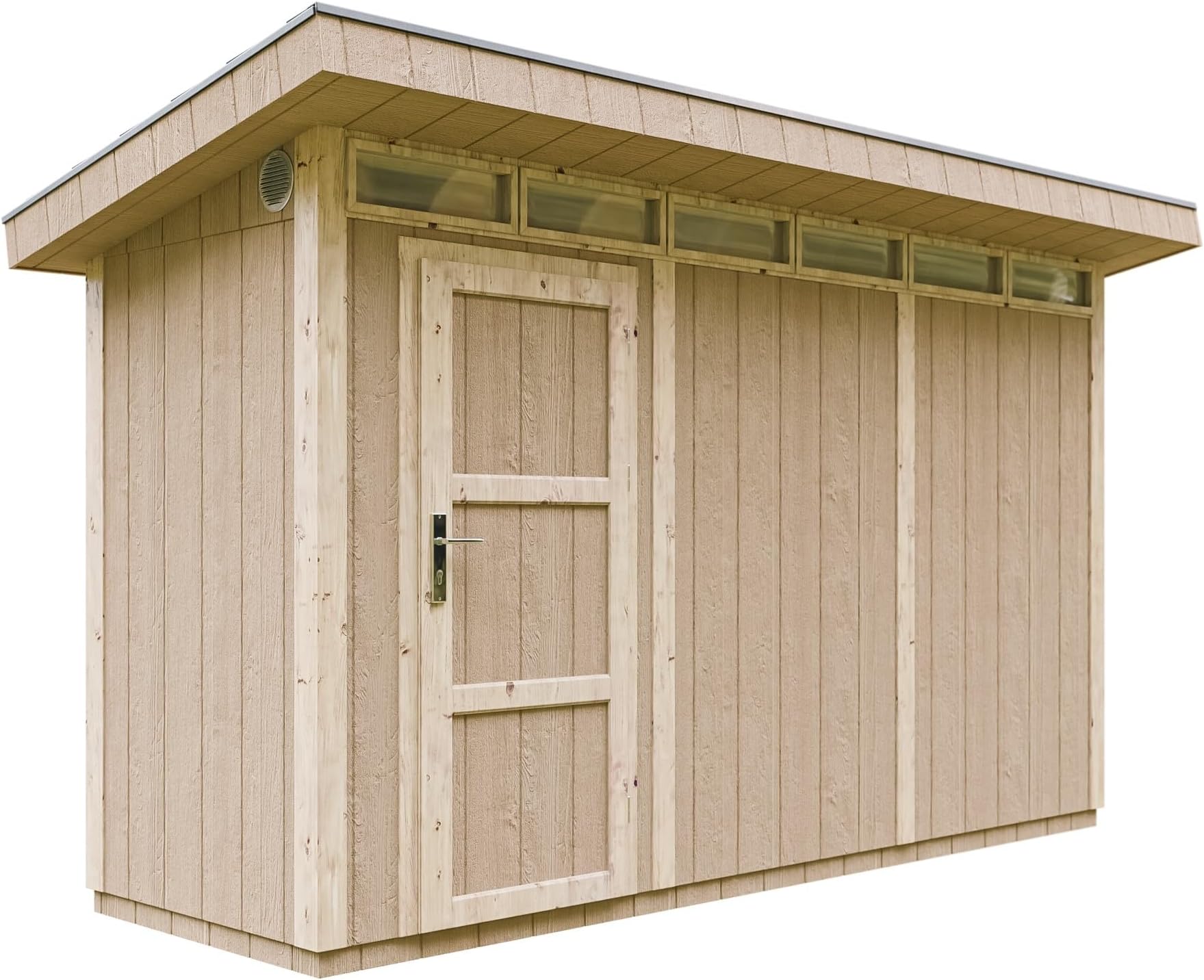 LP® SmartSide® panel shed M902 - H239 x 118 x 368 cm / 4.34 m2 - Sheds and Outdoor Storage - Wooden garden storage shed - Bike shed, Small shed, with floor and bituminous tiles - TIMBELA M902