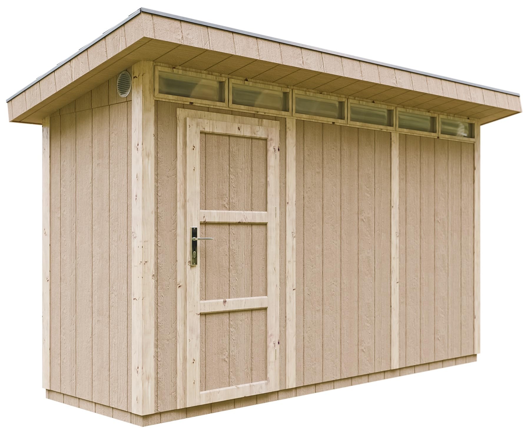 LP® SmartSide® panel shed M902 - H239 x 118 x 368 cm / 4.34 m2 - Sheds and Outdoor Storage - Wooden garden storage shed - Bike shed, Small shed, with floor and bituminous tiles - TIMBELA M902