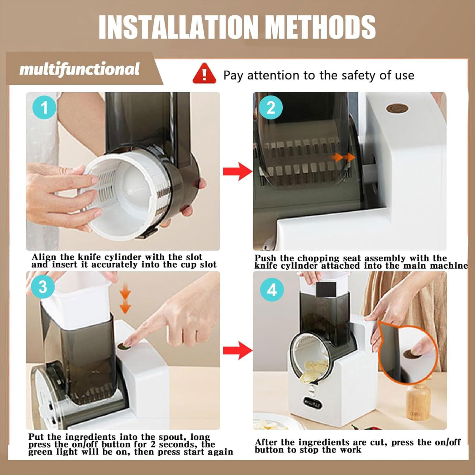 Grattugia elettrica per formaggio 3 in 1 USB di ricarica affettatrice per verdure 3 lame in acciaio inox verde e bianco plastica