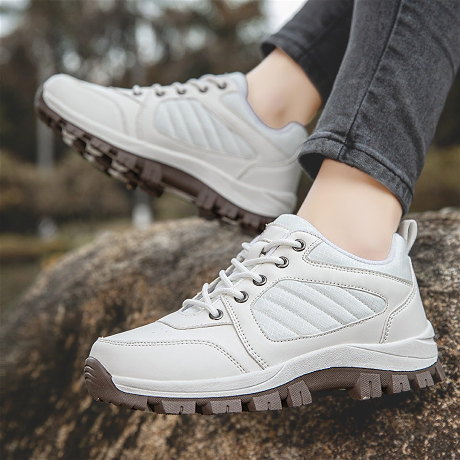 Zapatillas de senderismo impermeables para mujer, color beige