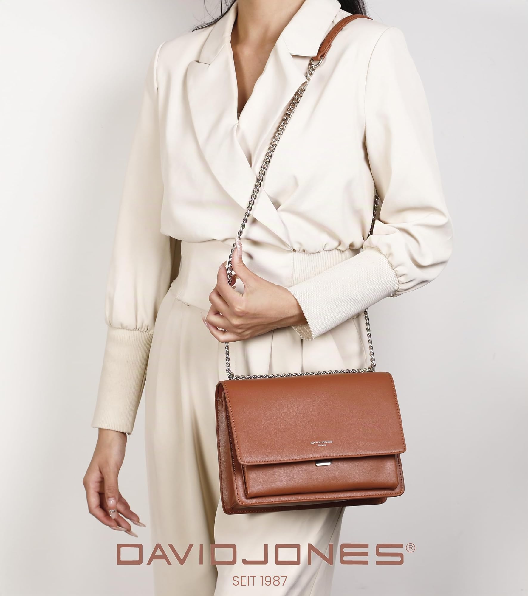 David Jones - Damen Umhängetasche Mittelgoße, Crossbody Bag Clutch