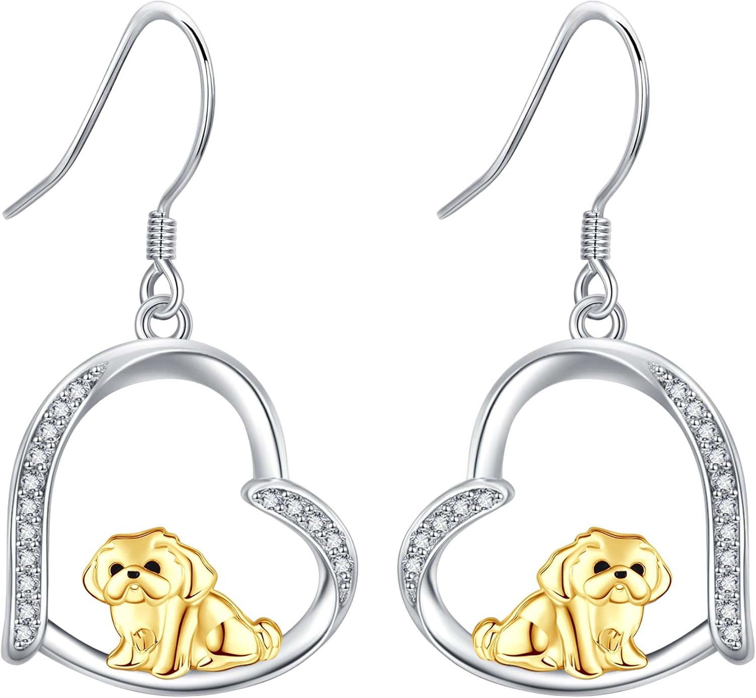 YAFEINI Shih Tzu Gift 925 Sterling Silver Shih Tzu Dangle and Drop Earrings Shih Tzu Dog Jewelry for Women Shih Tzu Lovers
