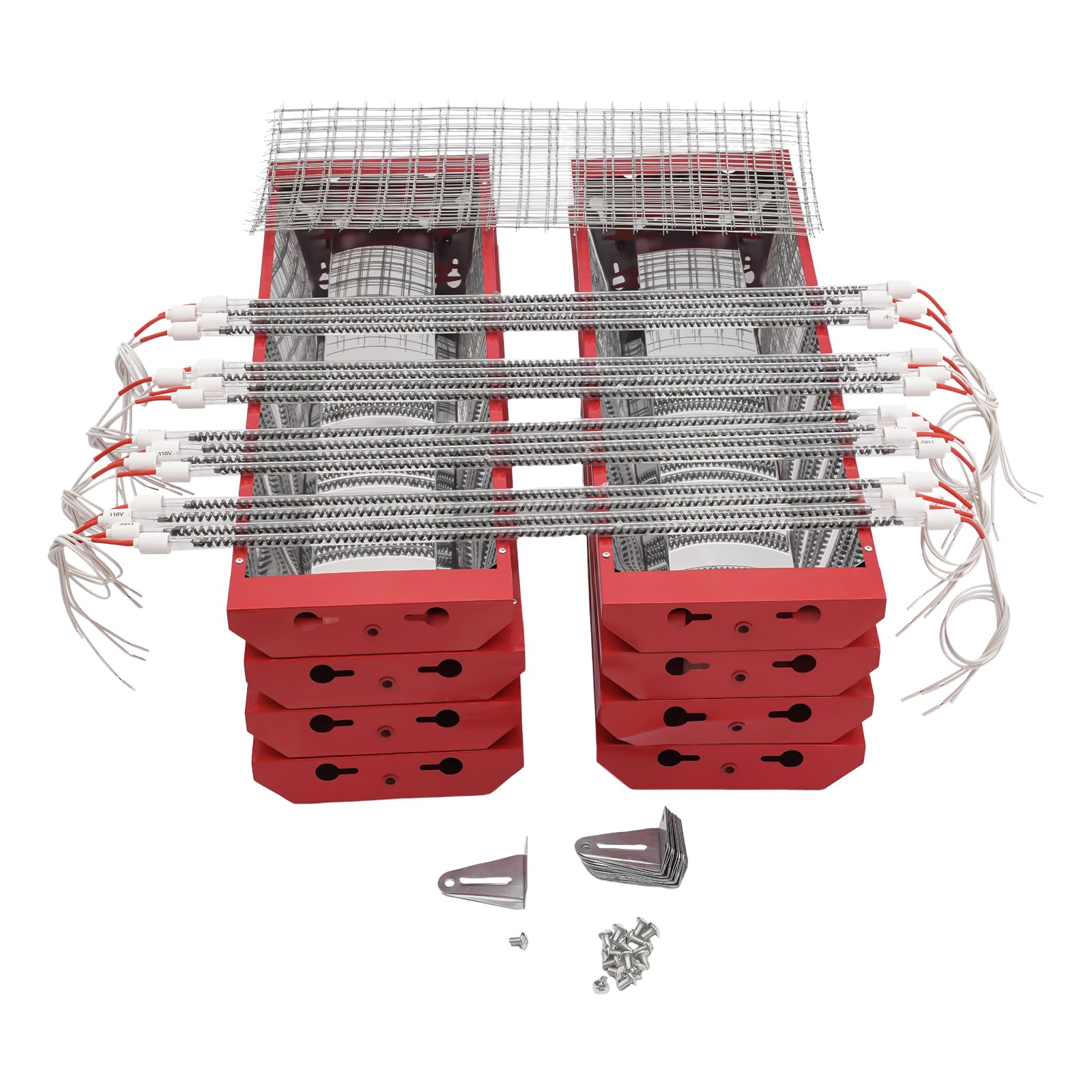 POIOKLJRE Infrared Paint Lamp 8-Piece Set, 2000W Shortwave Curing Technology, Efficient Halogen Infrared Paint Drying Light for Automotive, Furniture, and Local Repair, Durable Heat Dissipation System