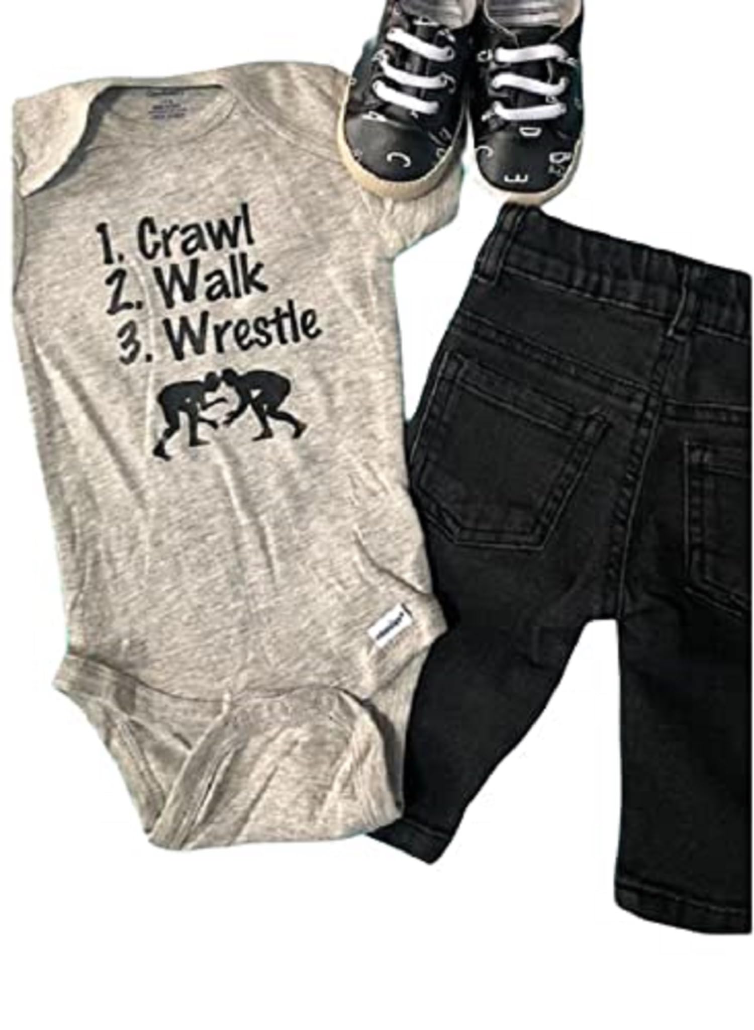 Crawl walk wrestle baby onesie ® (Pants/shoes NOT Included) future wrestler infant shirt wrestling clothes shower gift