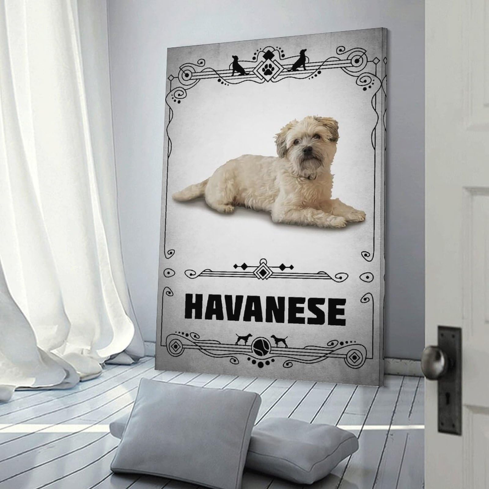 Junmoney Decorative Wall Artwork Havanese, 24x36inch(60x90cm), for Calm Bedrooms, Home Corners Or Flats, An Easy Wall Refresh for Bedrooms