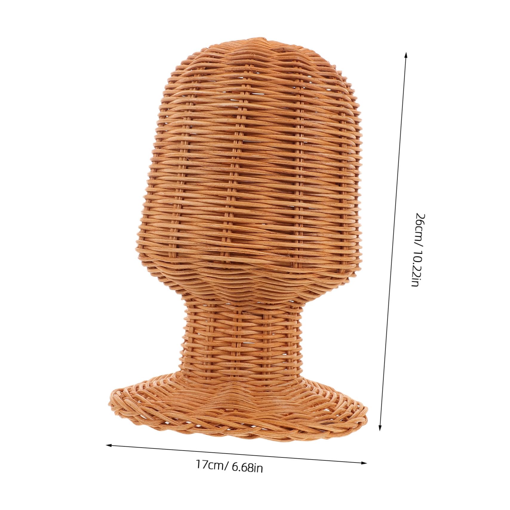Mipcase Soporte de Exhibición de Pelucas de Ratán Hecho a Mano 27 Cm