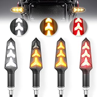 4PCS Y-Shaped Motorcycle Turn Signals LED, 12V Motorcycle Blinkers, Fits for Motorbike Scooter Quad Cruiser Off Road, White/Red/Amber