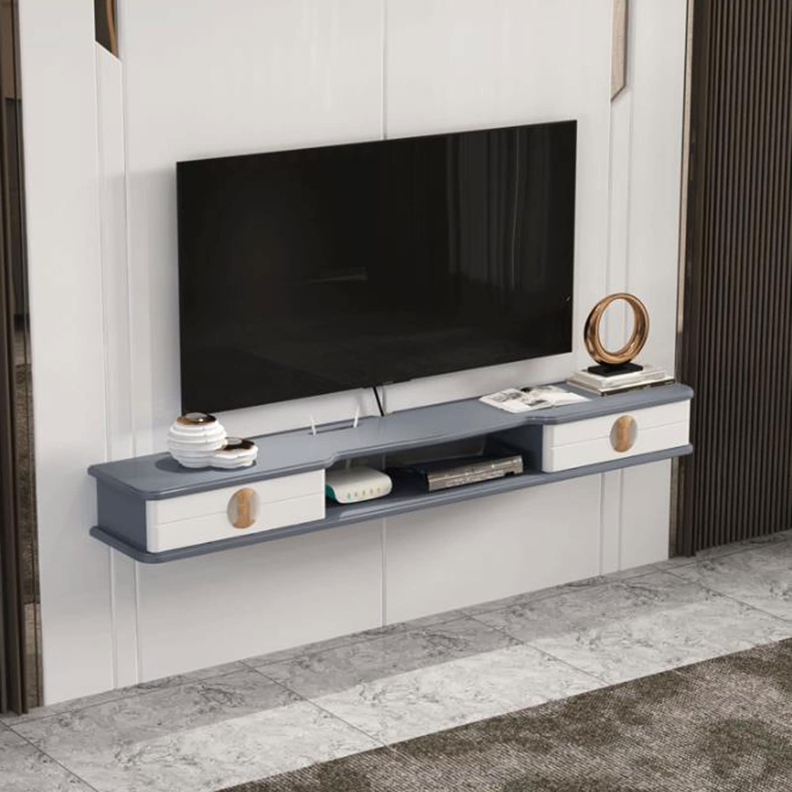 Mensola da parete galleggiante per TV, router, lettore DVD, giocattoli, foto, lettore CD, DVD, console TV, supporto con scaffale per merci.