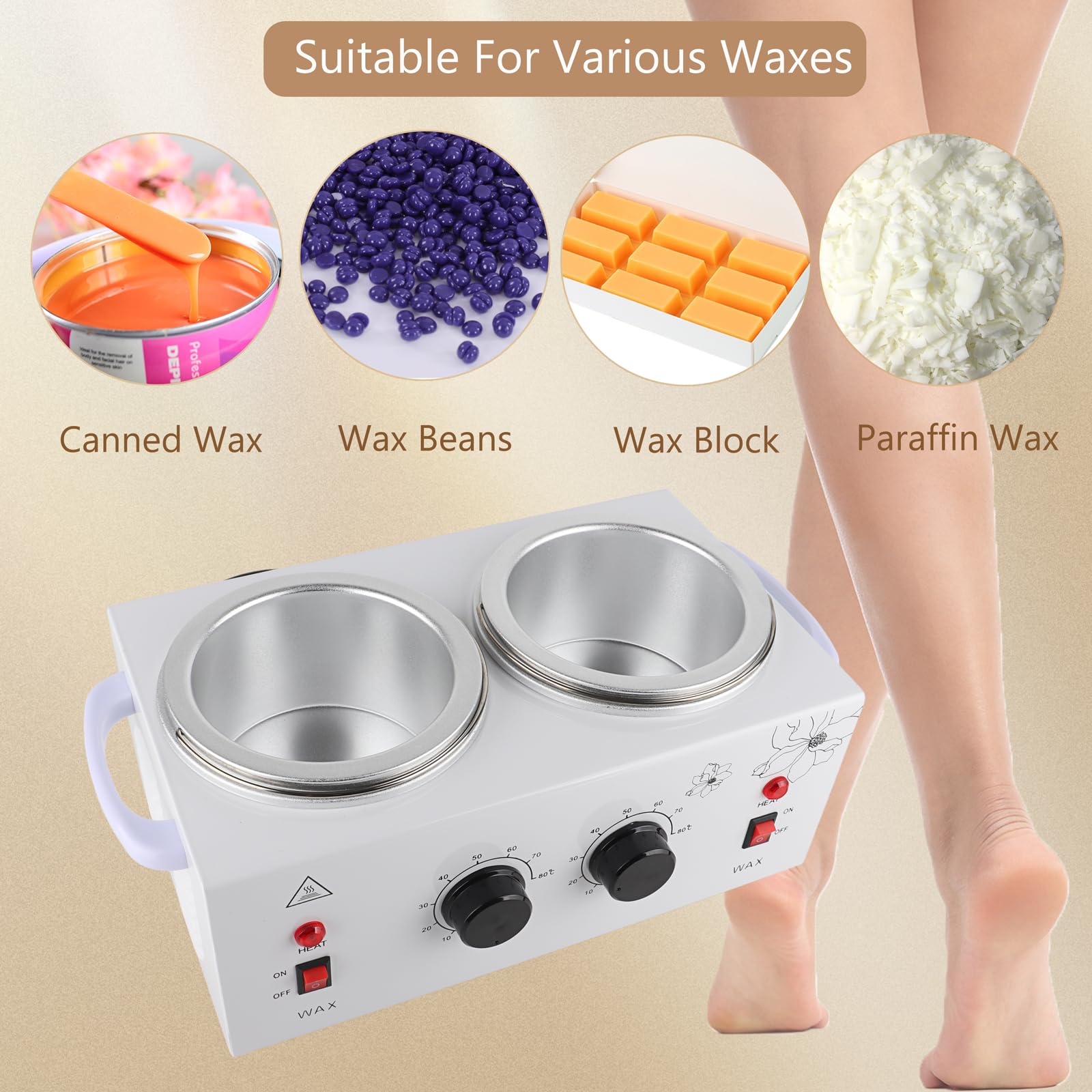 DaizySight Double Wax Warmer for Painless Hair Removal, Professional Beauty  Salon Wax Heater Pot for Women Men Domestic with Adjustable Temperature