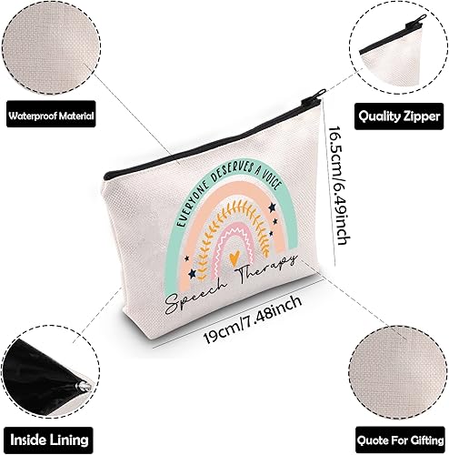 Vista 3 de ZJXHPO Bolsa cosmética de terapia del habla arco iris, todo el mundo merece una bolsa de maquillaje de terapia del habla con cremallera SLP regalo
