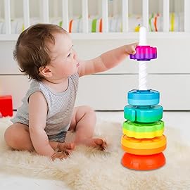 LBAIBB Spin Stack Toys,Baby Spinning Toy ABS Plastic and Color Rainbow Design,Focus on Children Educational and Interactive Learning\'s Stack Toys, Suitable for Gifts for Boys and Girls