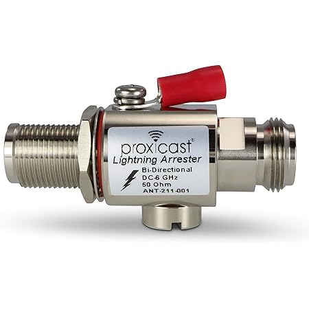 Proxicast Coaxial Lightning Arrester for 0 to 6 GHz (N-Female/N-Female) - Protects 3G, 4G, LTE, 5G, GPS, Wi-Fi, 900MHz, Helium, LoRa, Ham and Other Outside Antennas (ANT-211-001)
