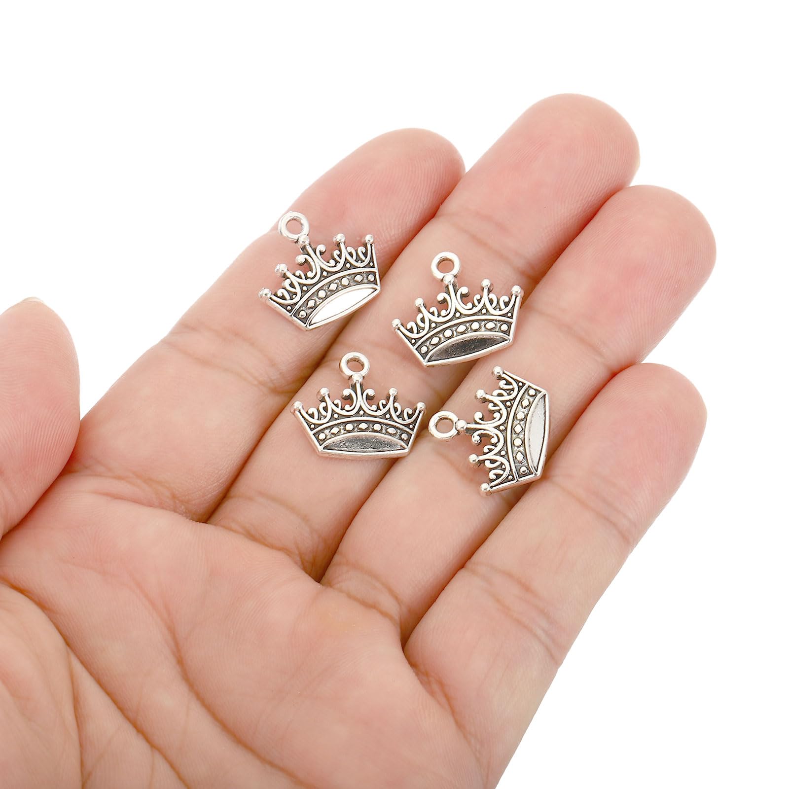 PATIKIL Crown Charm, 50Pcs Mini Crown Pendant Charm Bulk Metal Vintage Designer DIY for Making s s Wedding Crafts Queen Silver - Image 4