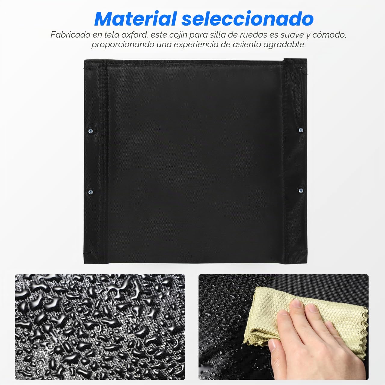 minkissy Cojín para Asiento De Silla De Ruedas De Oxford 17.71X16.53 Pulgadas Almohadilla Extraíble Antideslizante con Tornillos Y Arandelas Repuestos Completos