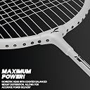 Konex Badminton Racquet 2U (95±2g) Aluminium Frame | 24 LBS String Tension | Super Lightweight Slim Shaft with Full Racket Cover (Pack of 1) White gallery image