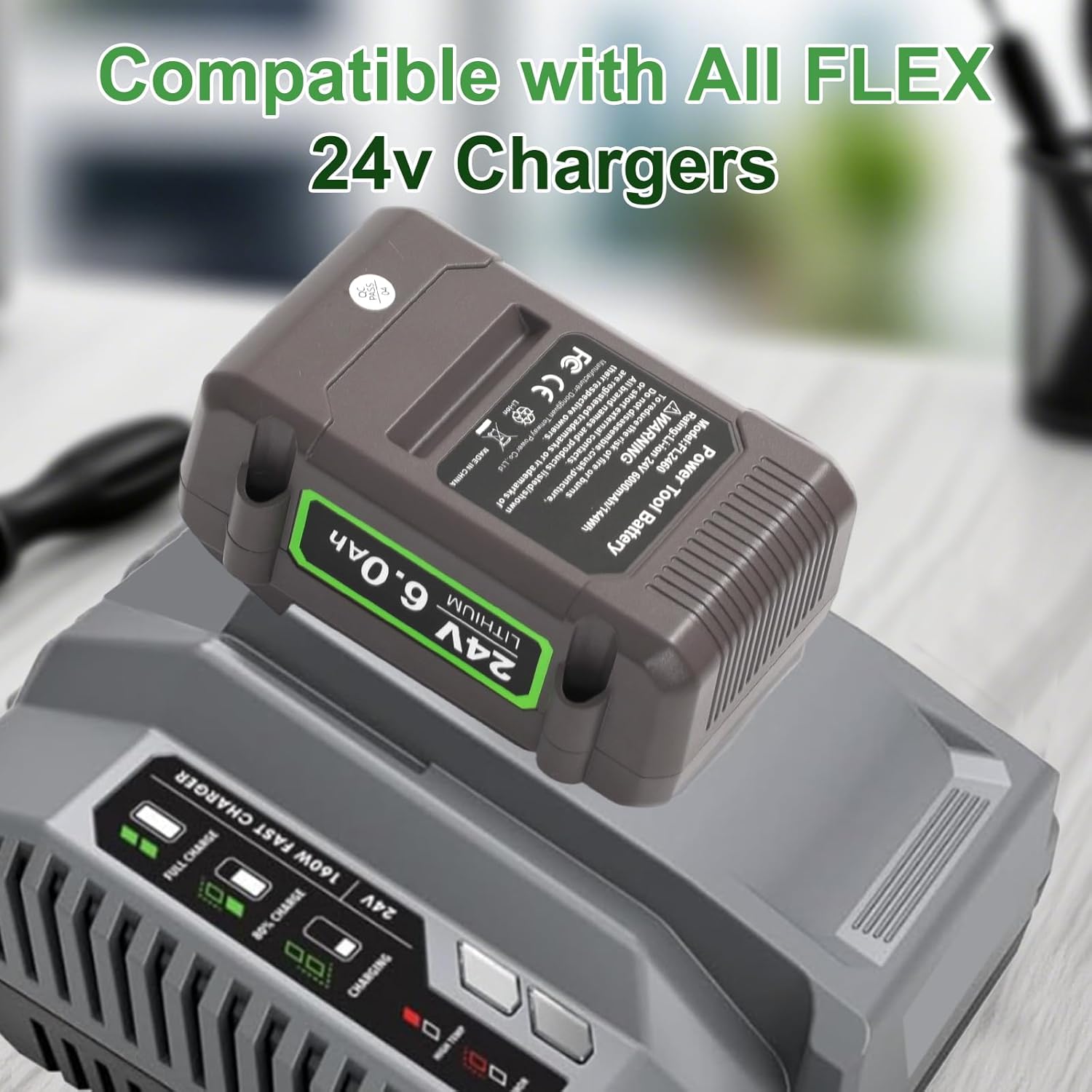 24V Battery for Flex Tools: 6Ah 24 Volt Lithium Battery Replacement for Flex Power Tool Lithium-ion FX0111 FX0121 FX0221 FX0311 FX0331 FX0341