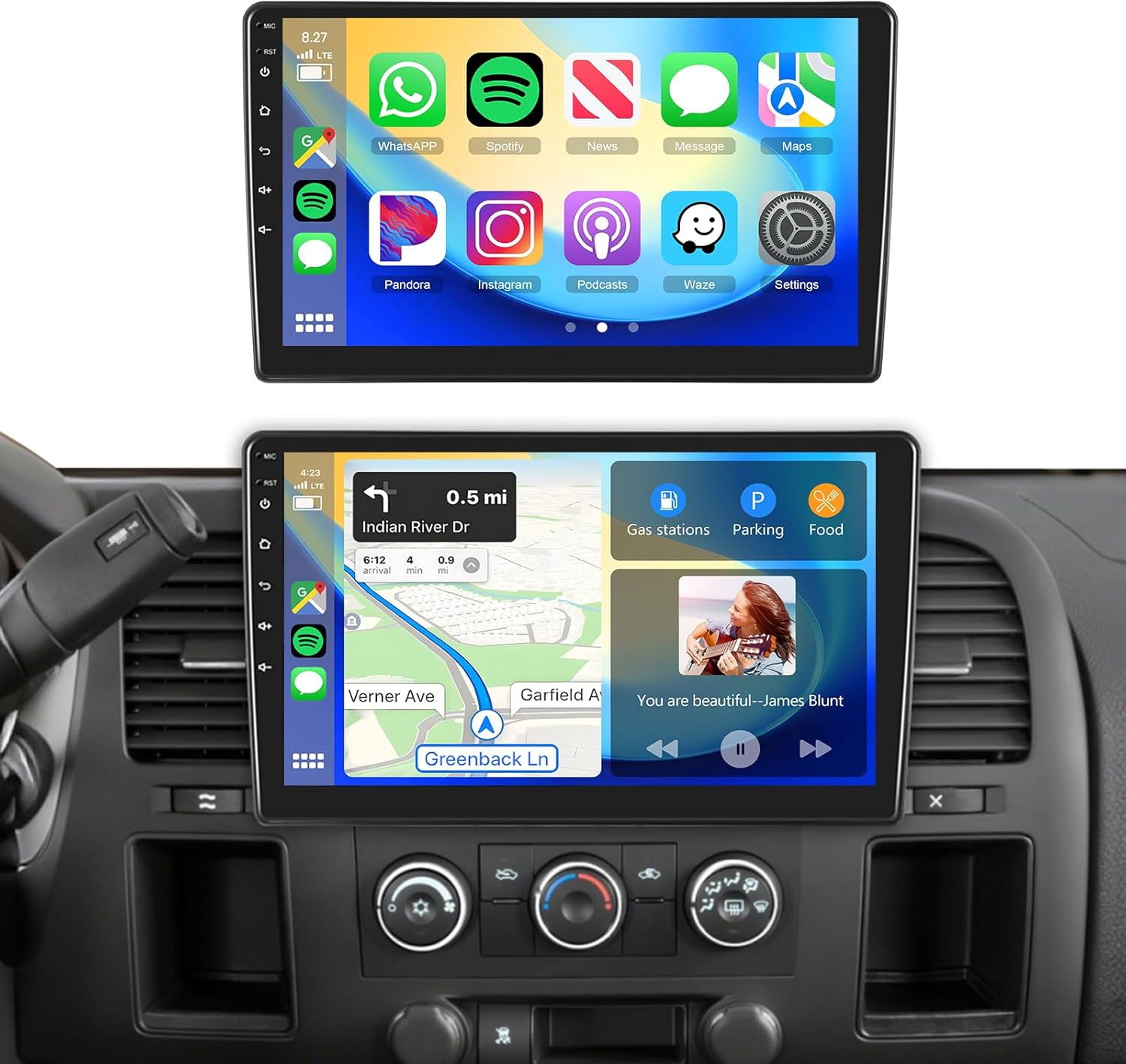 Car Radio Stereo for Chevy Silverado 2007-2013 Tahoe GMC Sierra Yukon 2G+64G, 10.1" Touch Screen/Wireless CarPlay/Android Auto/DSP EQ/GPS/WiFi/Bluetooth/FM/RDS/SWC/HD Backup Camera