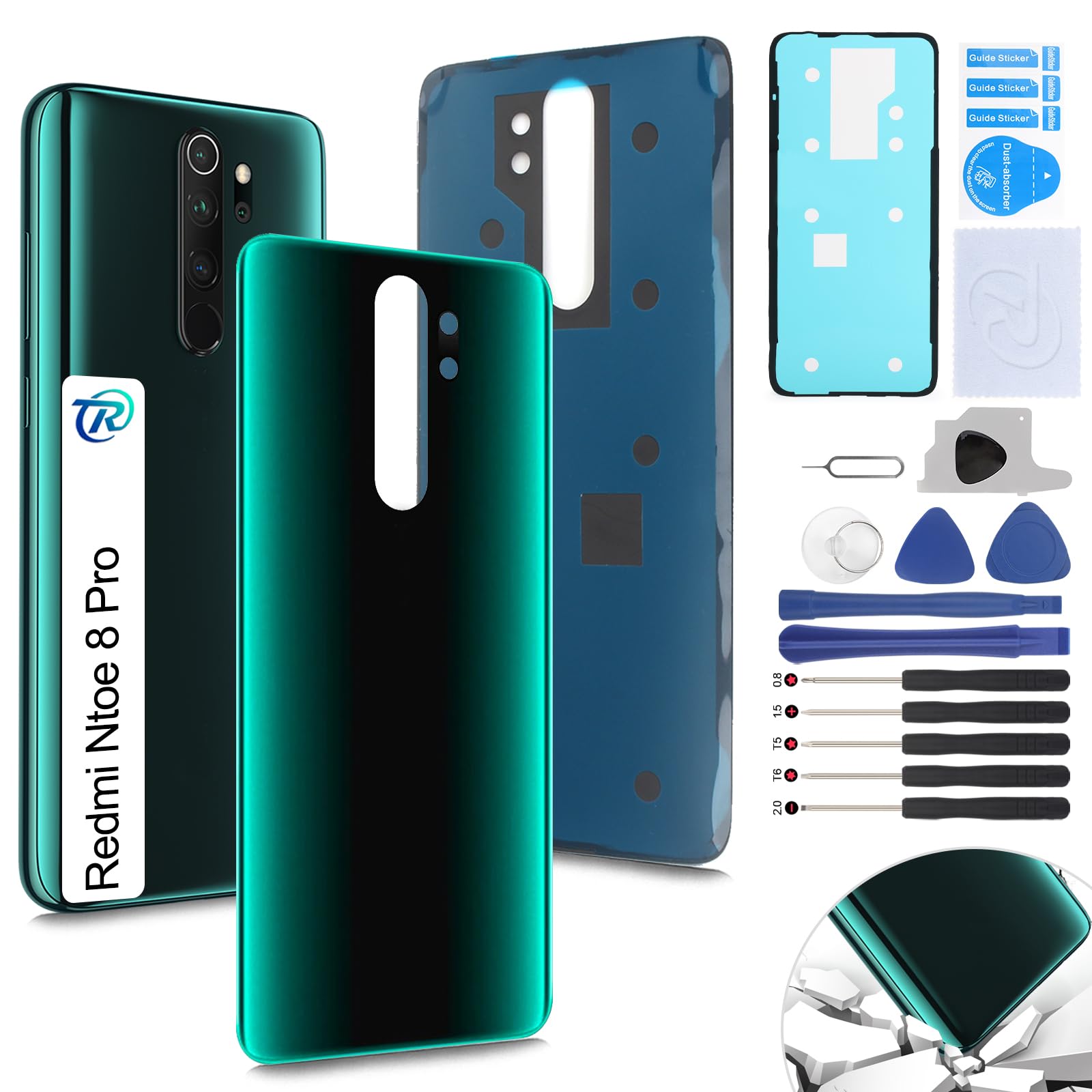 Cover Batteria Xiaomi Redmi Note 8 Pro Ricambio Scoverchio Posteriore Per Xiaomi Redmi Note 8 Pro - Con Lente E Biadesivo, Ricambio Batteria Kit Sostituzione Retro Smartphone - Foto 10