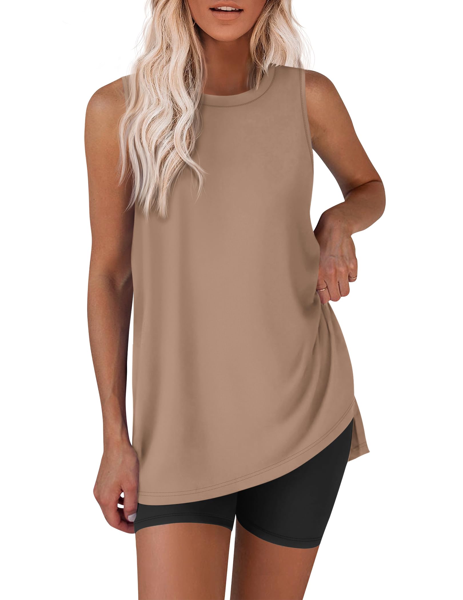 Ekouaer Biker Short Sets Womens 2 Piece Lounge Set 2026 Summer Matching Outfits Sleeveless Loungewear clothing