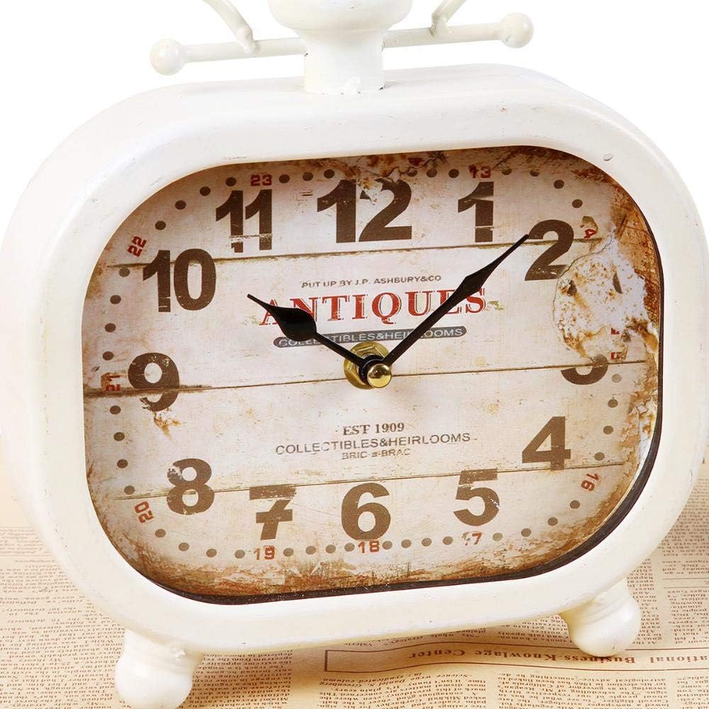 Mantel Clock Retro Square Creative One-Sided Mute Clock Office Ornaments Home Craft Decorations 20x7x25cm