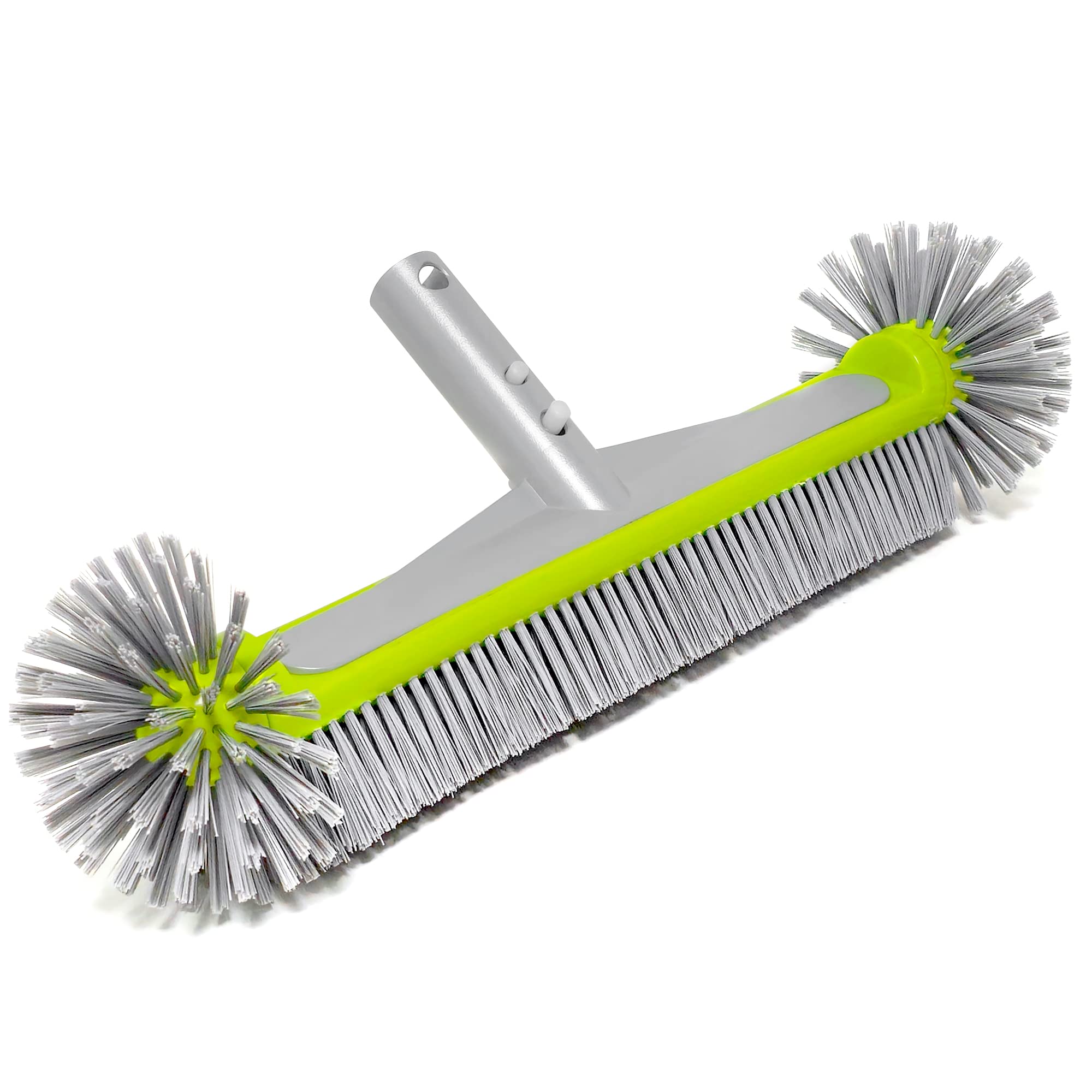 Poolergetic Pool Brush Swimming Pool Brush Head, Pool Brushes for Cleaning Pool Walls Corners and Steps, Nylon Bristle 360 Pool Brush for Inground/Above Ground Vinyl Liners Pool with EZ Clip(Green)