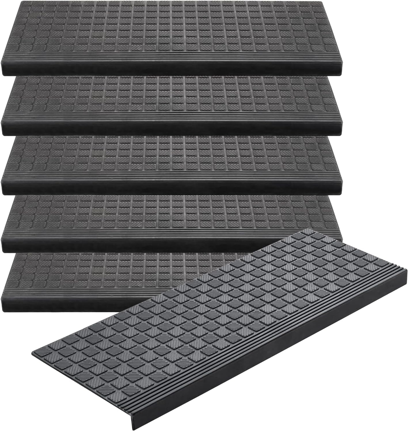 Lot de 5 marches d'escalier en caoutchouc antidérapantes pour extérieur 106,7 x 25,4 cm - Tapis