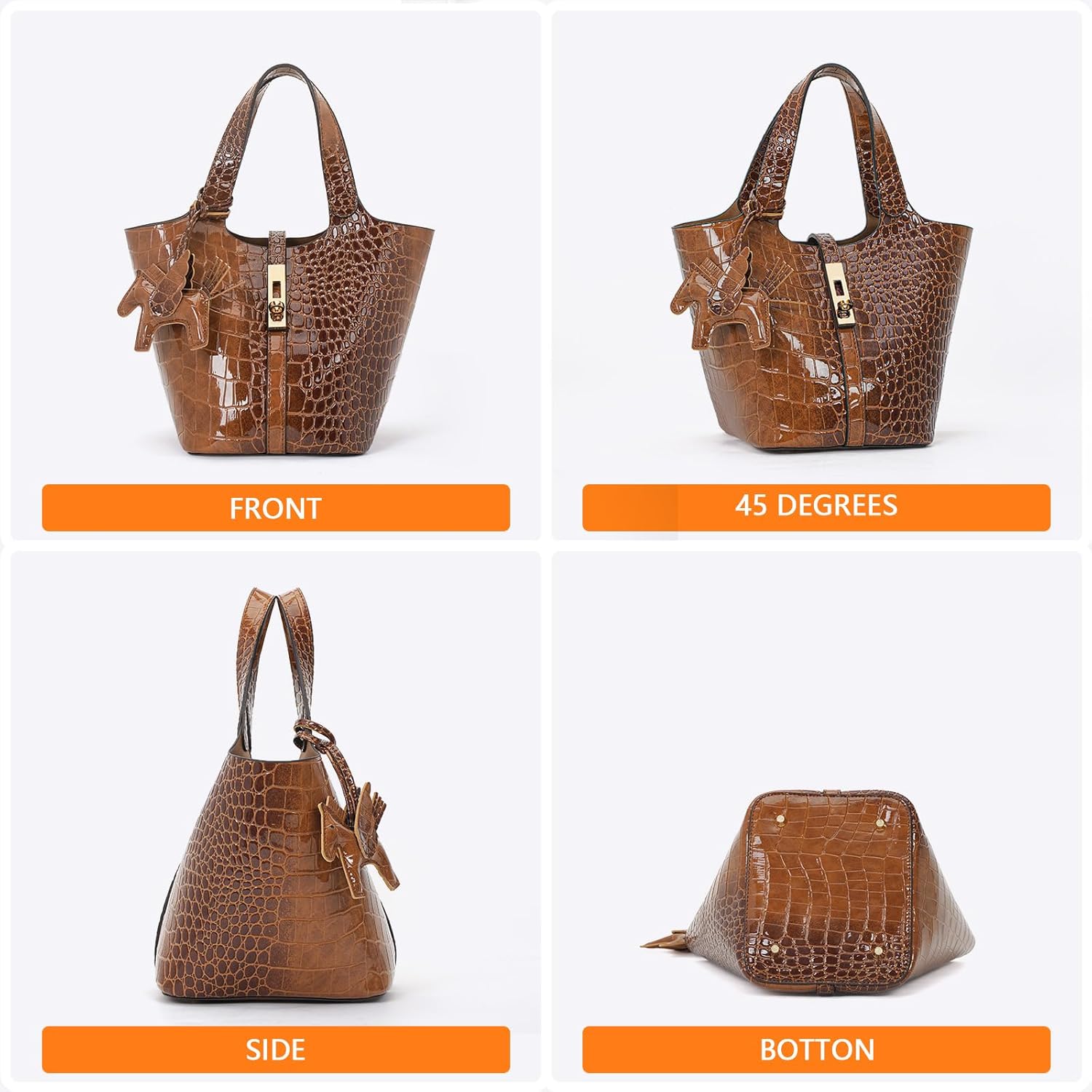 Tote Bag for Women Satchel Bag for Women Shoulder Handbag Bucket Purse Clutch Bags for Work Evening Black - Image 6