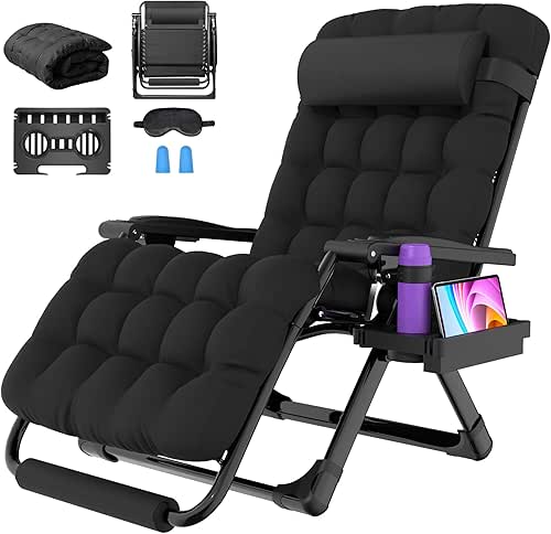 Suteck Oversized Zero Gravity Chair,33In XXL Outdoor Recliner Chair w/Removable