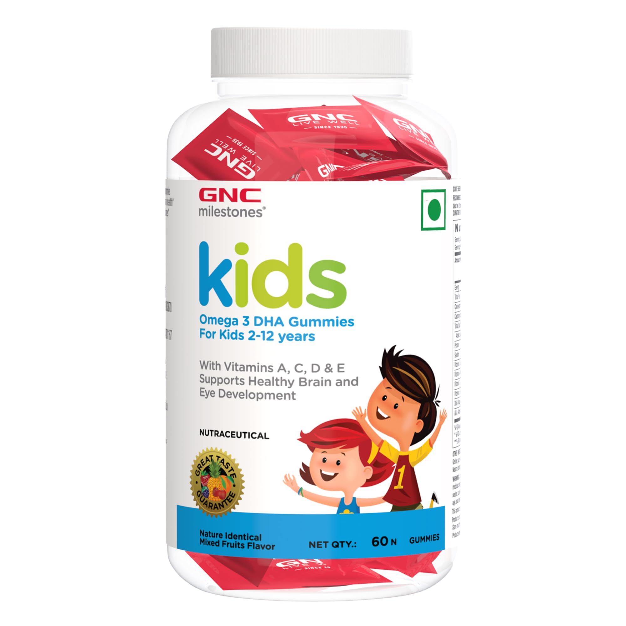 GNC kids Omega 3 DHA Gummies For 2-12Y | 60 Gummies | Brain Development | Eye Health & Vision | Focus & Memory Retention | Immune Health | Overall Growth & Development | Mix Fruits Flavor| Formulated In USA (B0CMC17S3L) Amazon Price History, Amazon Price Tracker
