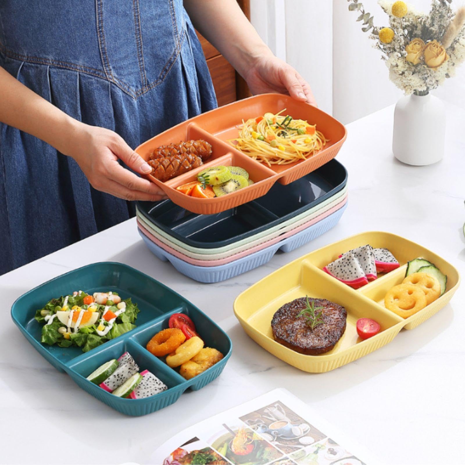 Amazon.co.jp: ランチプレート サラダ皿 仕切り皿 【2個】 軽い 割れ