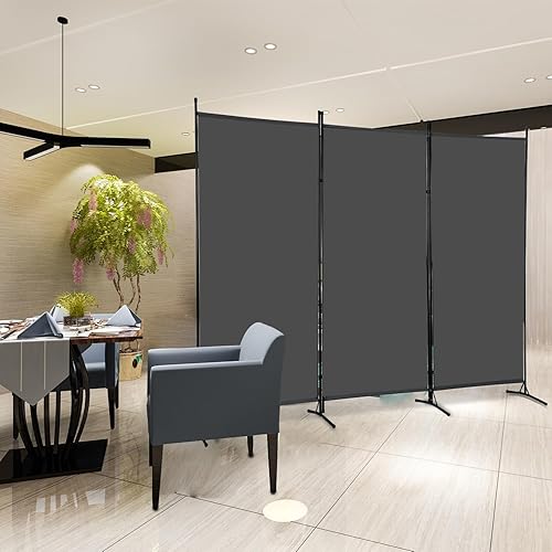 Miniatura 2 de PayLessHere 3-Panel Folding Privacy Screen, 6 Ft Portable Room Divider for Separating Spaces,102" W x 70" H Freestanding Partition Room Panel,Grey