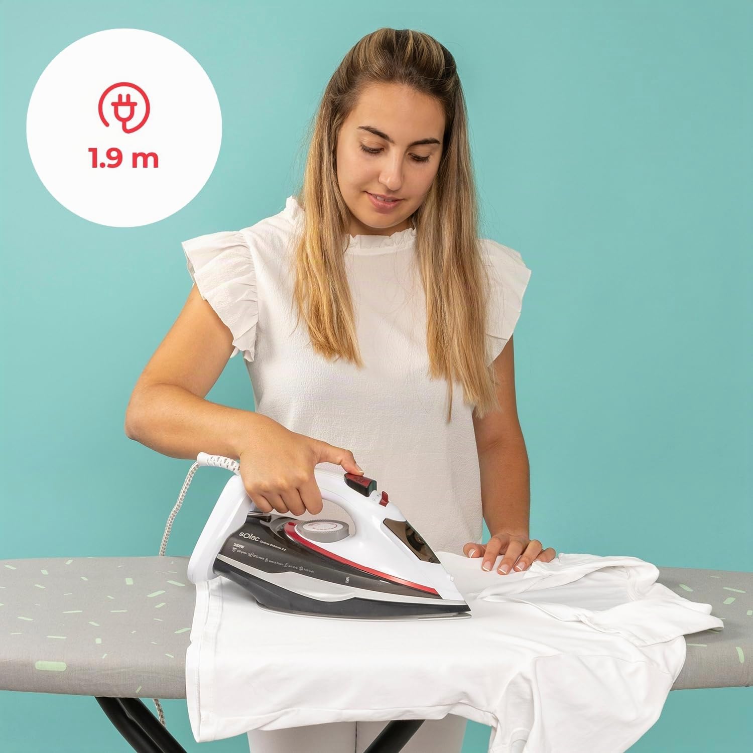 Solac – Plancha Vapor Optima Extreme 3.2 | 3200W | Golpe vapor 240g/min | Suela Bi-Flow Steam | Antical | Antigoteo | Rápido calentamiento | Autolimpieza | Blanco