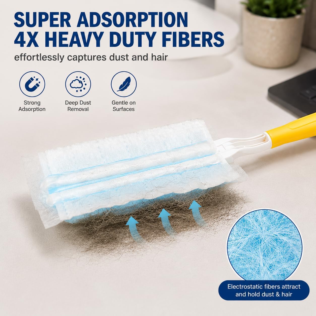 30 Count Duster Refills for Swiffer Duster, 180° Heavy Duty Duster for Swiffer Duster Refill with 1 Handle, Microfibers Disposable Dusters for Cleaning Furniture, Blinds, Ceiling Fans, Shelves