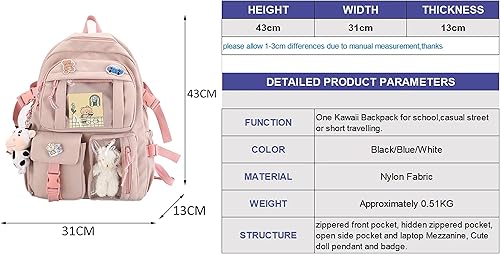 Miniatura 5 de MOJIDUO Kawaii Backpack With cute plush pendant and Kawaii pins,Aesthetic Backpack Cute Kawaii Backpack for School