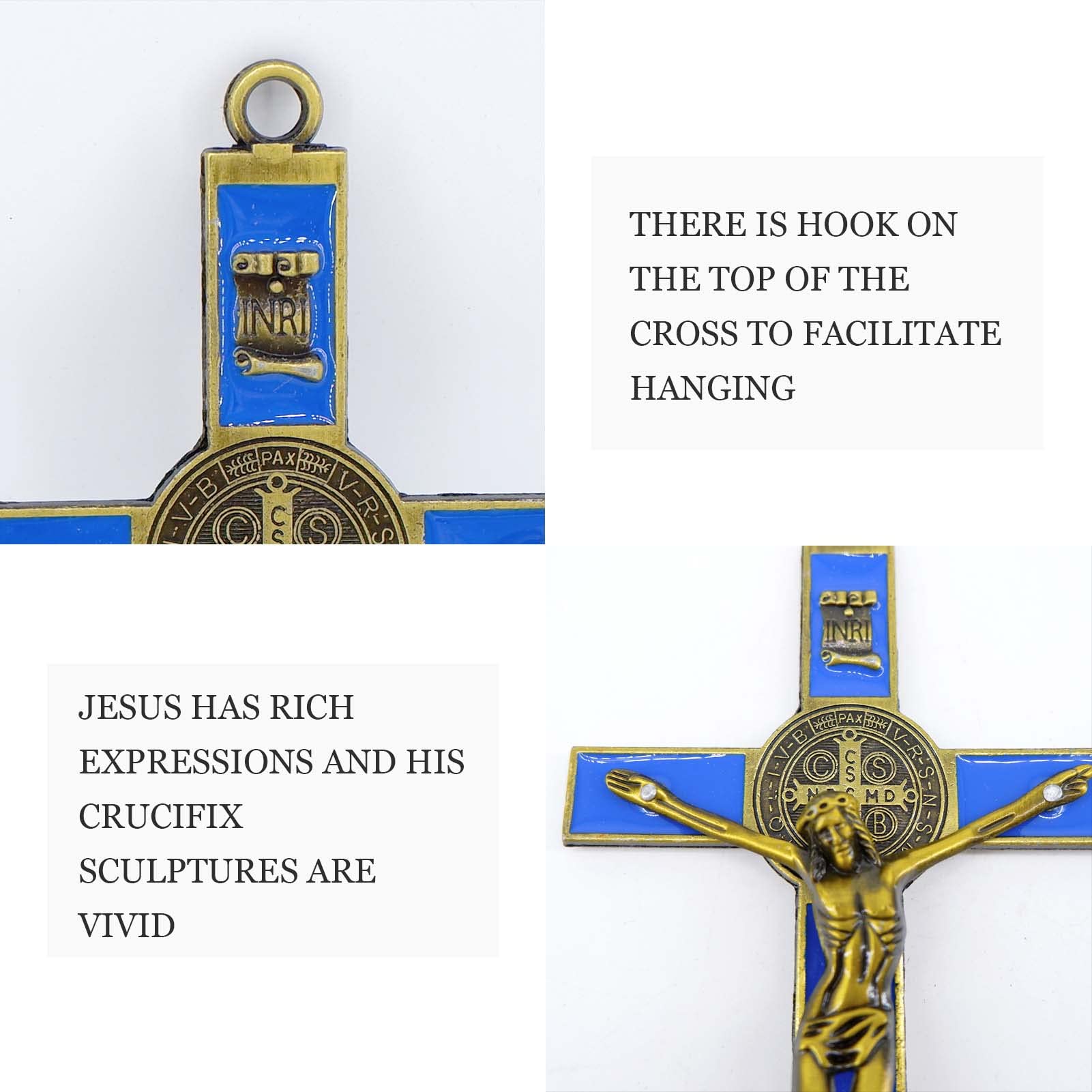 Amazon.com: rnuie 耶穌十字架金屬牆壁裝飾,聖本篤十字架吊墜基督教