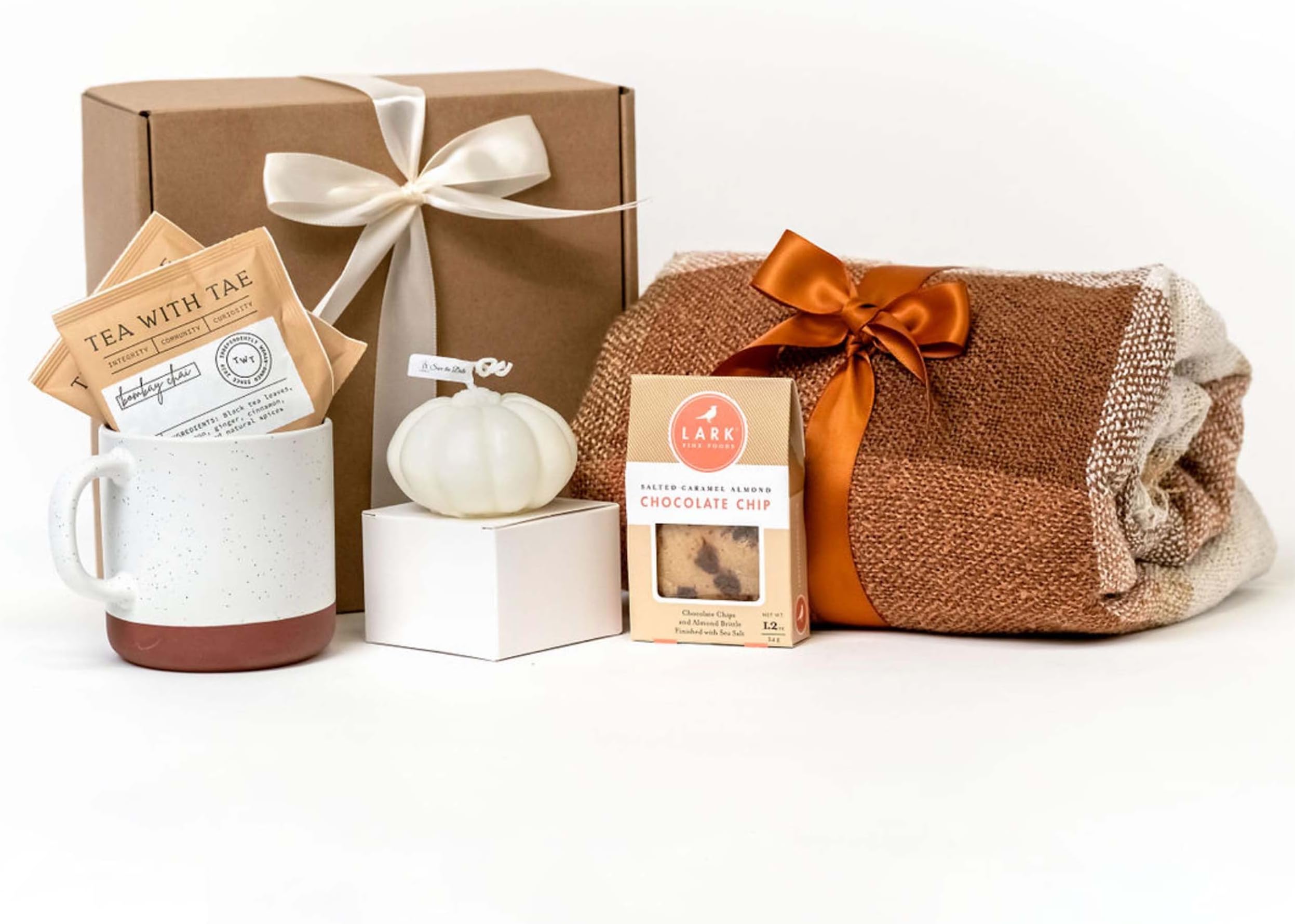 Happy Hygge Gifts Women's Fall Birthday Cozy Comfort Gift Basket with Plaid Blanket, Mug, Scented Candle, Chai Tea and Gourmet Cookies | Thoughtful Unique Comfort Autumn Birthday Gift for Friend, Sister, Daughter, Mom, or Her