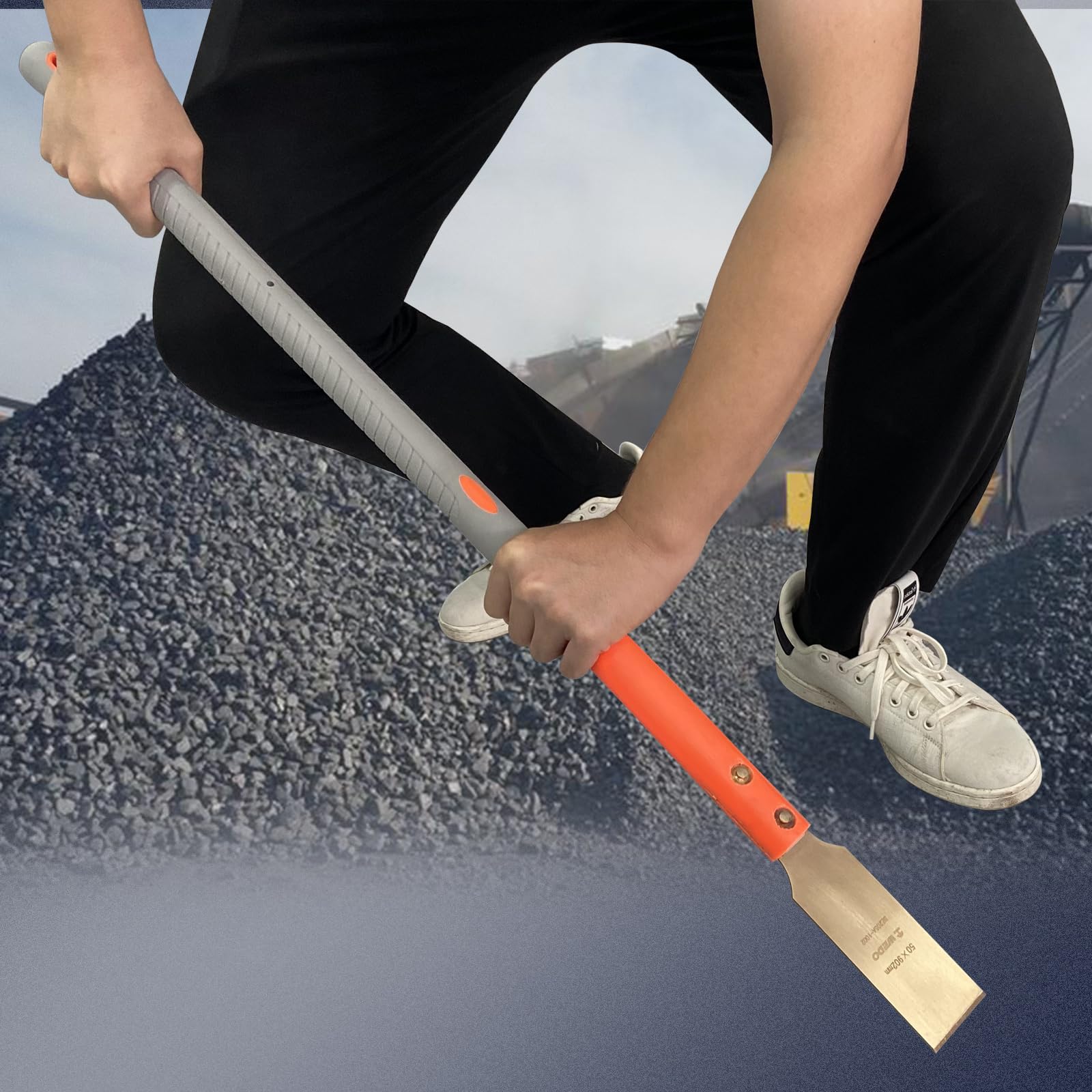 WEDO Raschietto antiscintilla con lama dritta e manico confortevole, strumento di sicurezza senza scintille, rame al berillio, non magnetico, standard DIN, certificato BAM e FM, lunghezza 902 mm