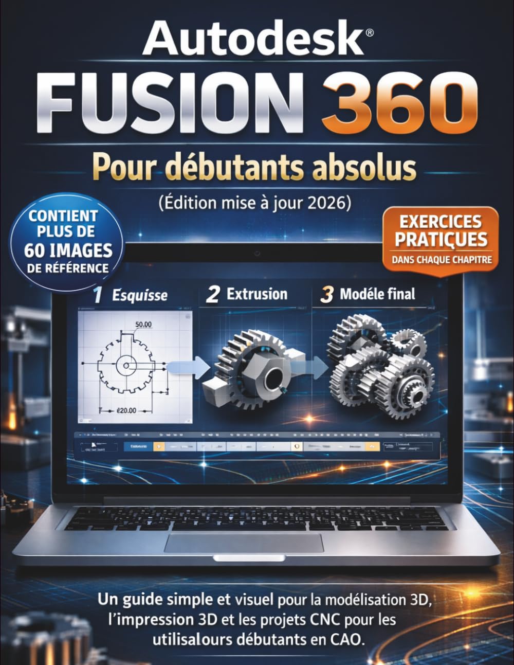 Autodesk Fusion 360 Pour débutants absolus (Édition mise à jour 2026): Un guide simple et visuel pour la modélisation 3D, l'impression 3D et les projets CNC pour les utilisateurs débutants en CAO