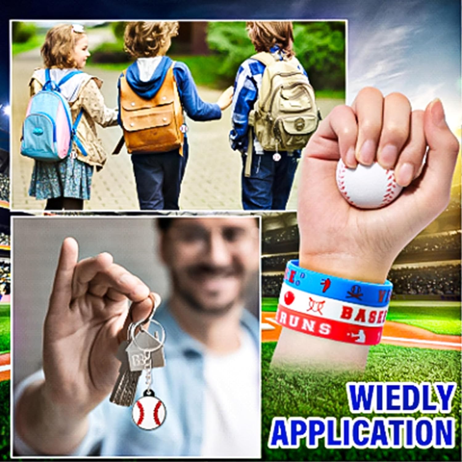 Colarr 195 Pcs Baseball Birthday Gifts Party Favors Gift Cups Pencils Mini Book Keychains Wristbands Stickers Thank You Cards Eraser Sharpener Mini Ball for Basketball Football Soccer Party - Image 7