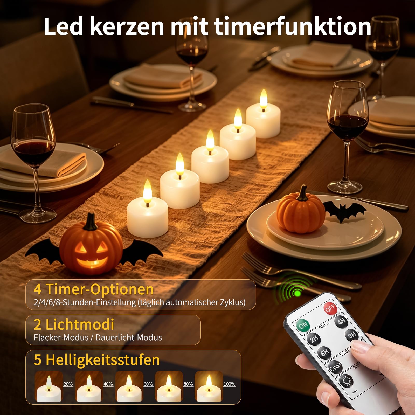 12er Led Teelichter Wiederaufladbar Mit Timerfunktion Fernbedienung