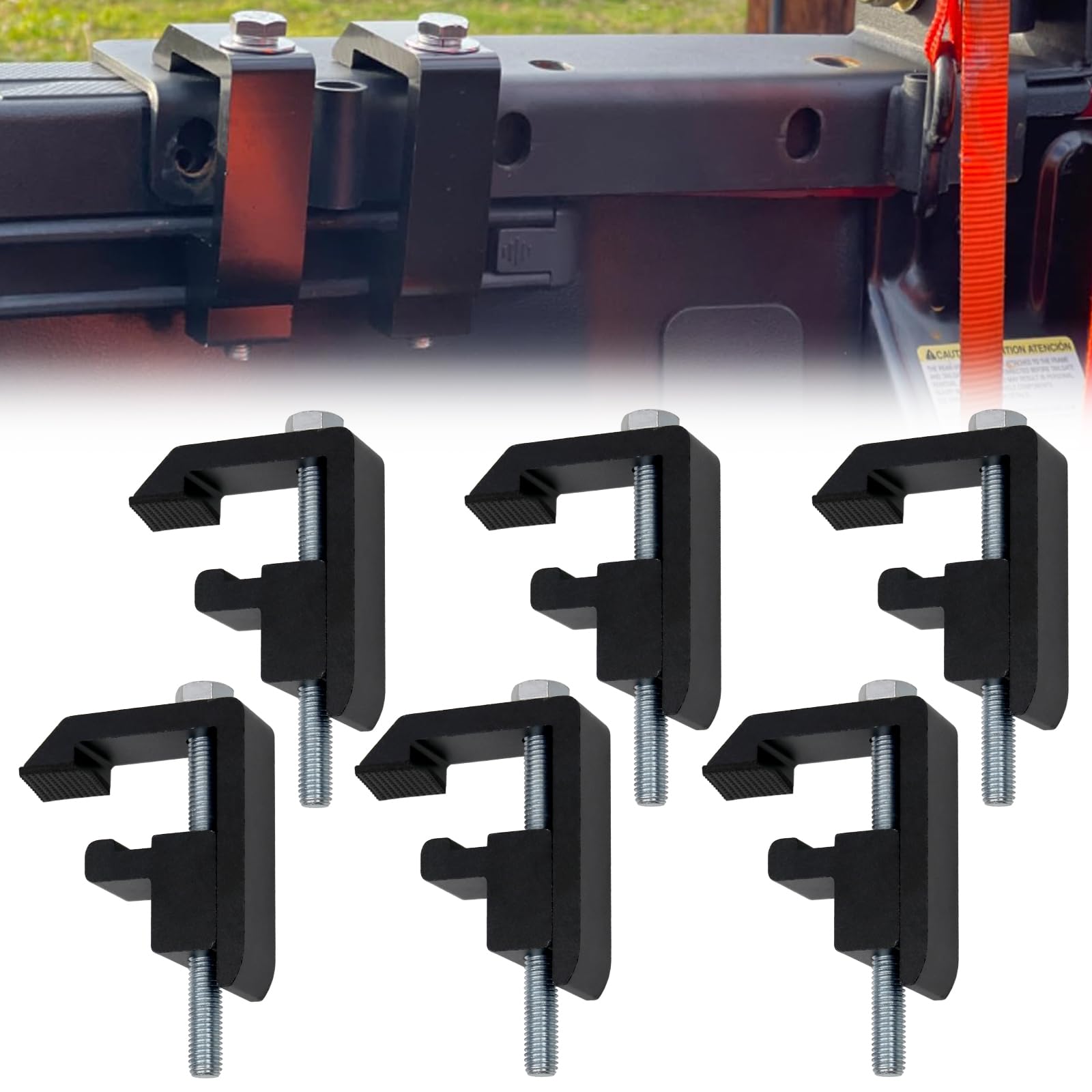 RULLINE Utility Track System Mounting Clamp Set - Compatible with Toyota Tacoma/Tundra Truck Cap/Camper Shell, Set of 6