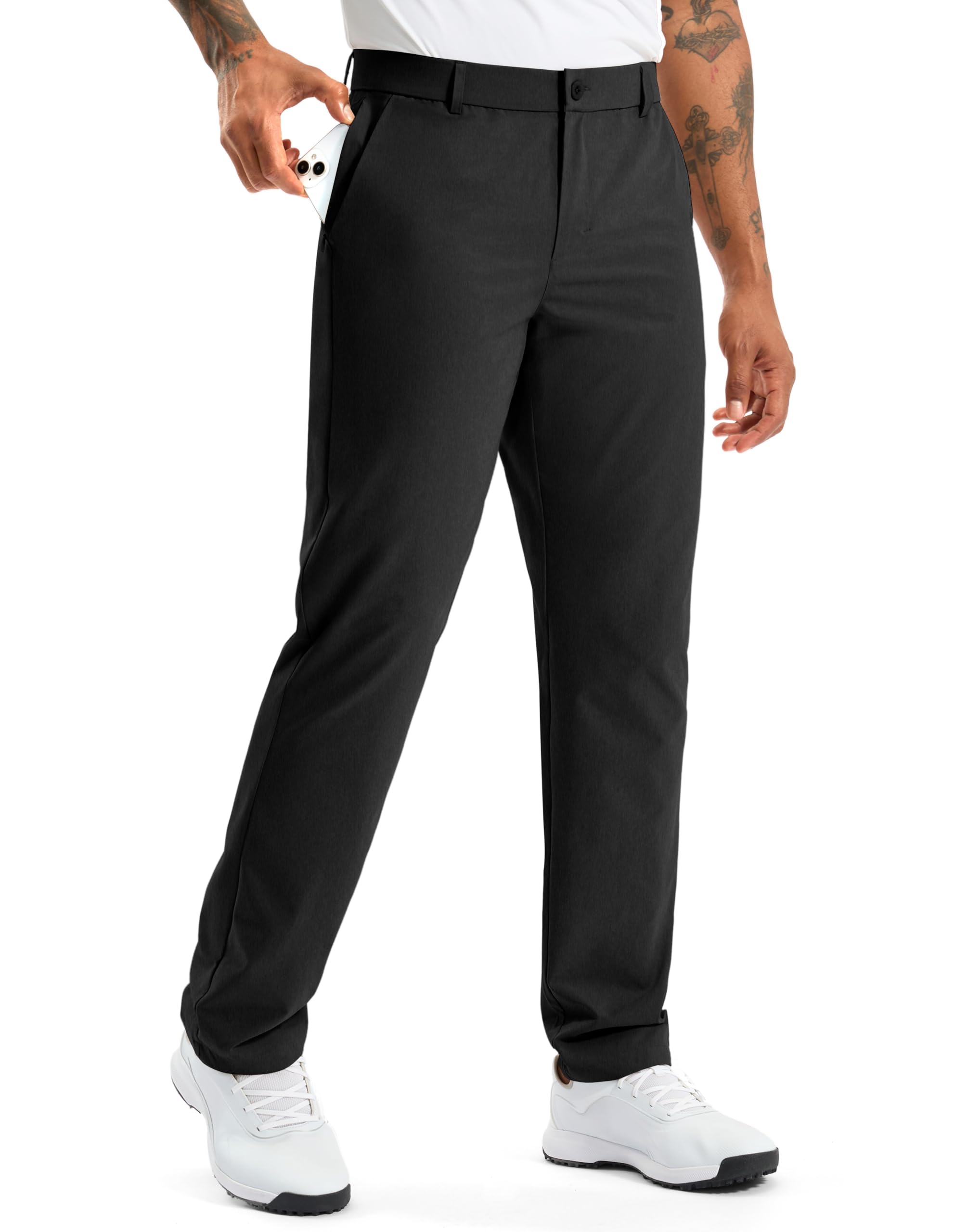 Soothfeel Mens Golf Pants Classic Fit Stretch Work Dress Pants 30"/32"/34" Quick Dry Lightweight Casual Trousers with Pockets
