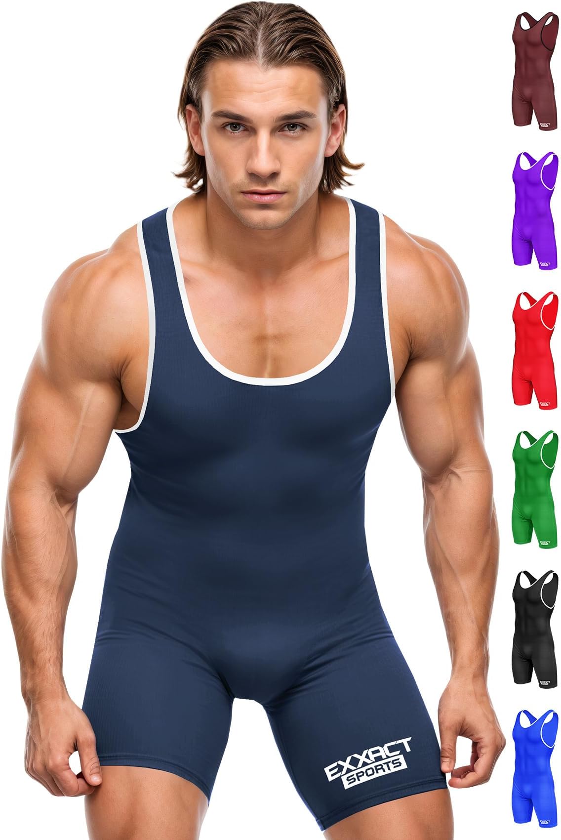 Exxact Sports Plain Wrestling Singlet, Powerlifting Singlet Youth Wrestling Singlet Men for Training (Unisex Adult/Youth)