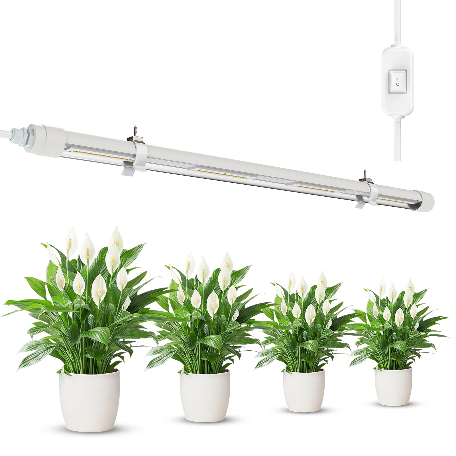 SANSI Lampe Horticole à Spectre Complet T8 25W, Tube 60cm, IP54 Etanche | Pour plantes d'intérieur, idéale pour les semis, la croissance des plantes, les serres et les étagères à plantes, 4000K